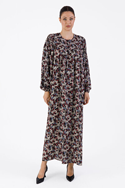Mihvera Çok Renkli Çiçek Desenli Anne Elbisesi
