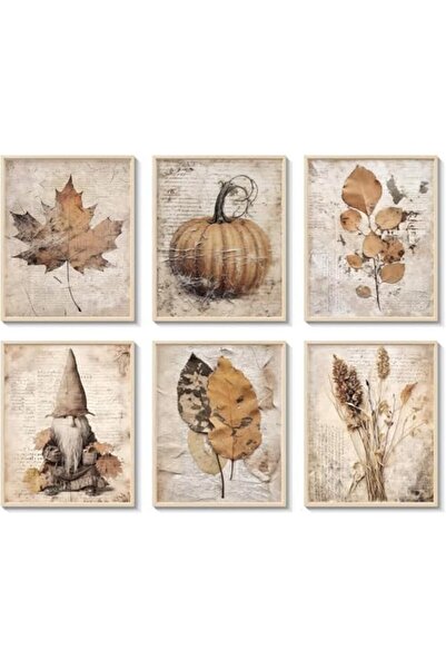 Today Idea مجموعة من 6 ملصقات خريفية عتيقة مقاس 20×30 سم - القيقب والقرع والأوكالبتوس من