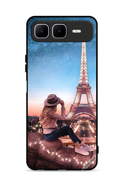 Covernex Infinix Smart 10 Plus Protective Case Cover Hat Girl & Eiffel Tower