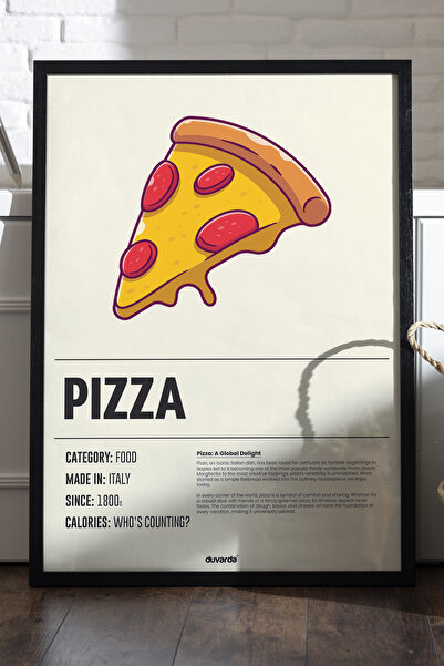 Duvarda Αφίσα με ξύλινο πλαίσιο πίτσας, διακοσμητικός πίνακας τοίχου κουζίνας
