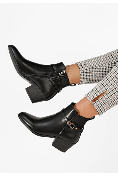 B T Shoes Μποτάκια με χοντρό τακούνι Odelina Μαύρα