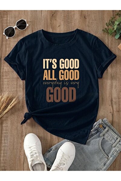 Flood Of Style Unisex Navy Blue It's Good με τύπωμα oversized