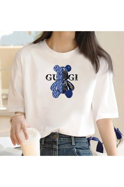 Flood Of Style جوجي أبيض مطبوع مقاس كبير للنساء