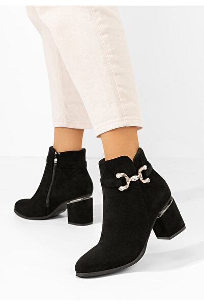 B T Shoes Μποτάκια με χοντρό τακούνι Safia V2 Μαύρα
