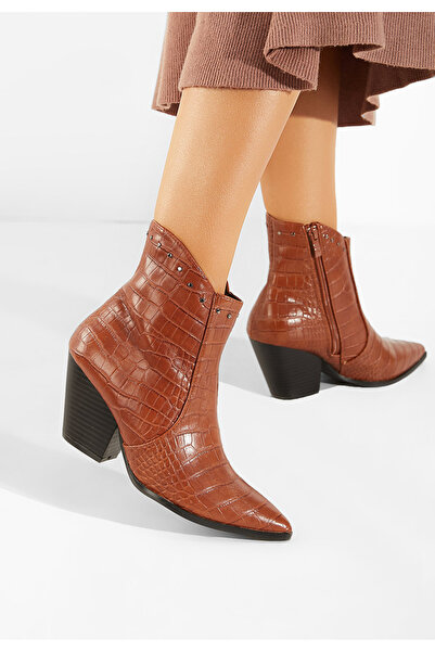 B T Shoes Γυναικεία Μποτάκια Cowboy Καμηλο Thera