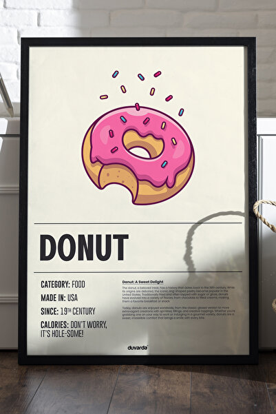 Duvarda Poster cu ramă din lemn Donut, pictură decorativă de perete pentru bu...
