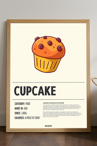 Duvarda Αφίσα με ξύλινο πλαίσιο Cupcake, Διακοσμητικός πίνακας τοίχου κουζίνας