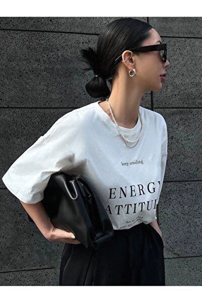 Flood Of Style Femei White Energy cu imprimeu supradimensionat