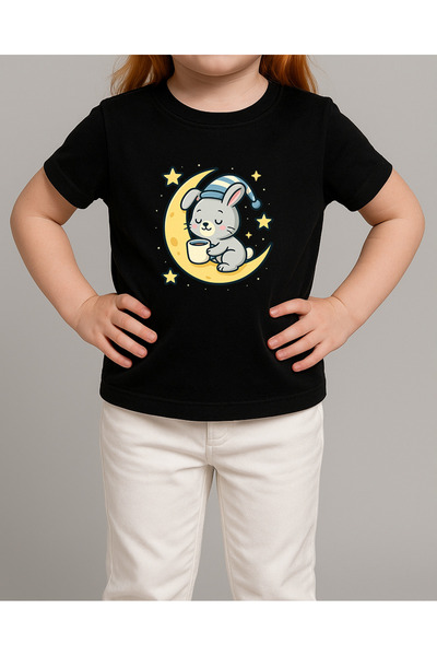 TREND YANKI Unisex Children's T-Shirt (Rabbit on the Moon)