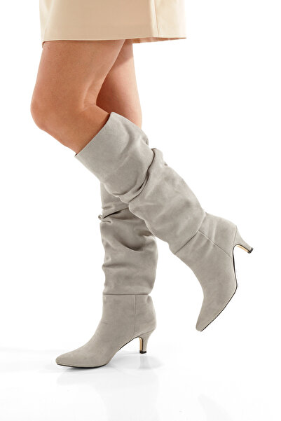 PAYZİN '' HAZAL '' Кам'яний замш, гострий носок, 5 см тонкий каблук, чобітки з підтяжкою, новий сезон