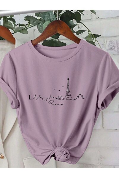 Flood Of Style حذاء نسائي كبير الحجم مطبوع عليه خطوط ليلك باريس