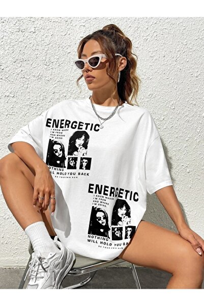 Flood Of Style Γυναικείο λευκό ενεργειακό εμπριμέ ρούχο μεγάλου μεγέθους