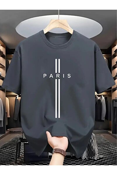 Flood Of Style حذاء رجالي كبير الحجم مطبوع عليه باريس بخطوط مزدوجة مدخنة