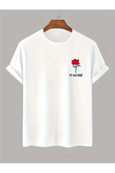 Flood Of Style Unisex alb No Way Rose cu imprimeu supradimensionat