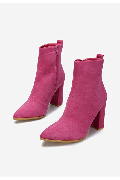 B T Shoes Ružové kotníkové boty na podpatku Adalina V2