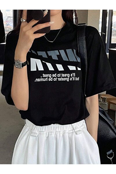 Flood Of Style Γυναικείο μαύρο WTFK με τύπωμα oversized