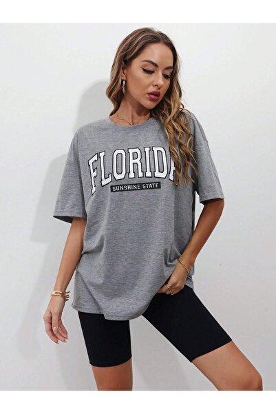 Flood Of Style Gri pentru femei Florida Sunshine cu imprimeu supradimensionat