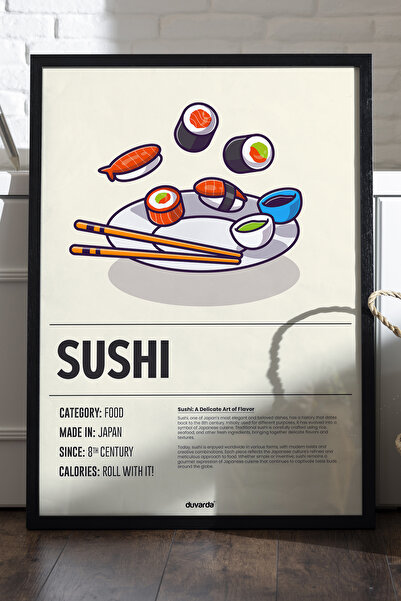 Duvarda Αφίσα Σούσι με ξύλινο πλαίσιο, Διακοσμητικός πίνακας τοίχου κουζίνας