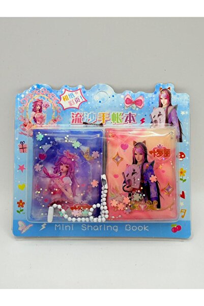 KATREMİA 4 Pieces (2X2 Li) Mini 24 Pages Water Glitter Cover Cute Girls Sticker Notebook 6X3