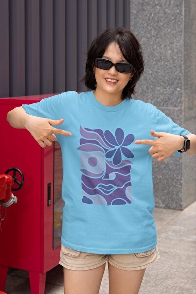 ArtYus Girl/Women's Purple Pattern Transfer Printed Round Neck Short Sleeve T...