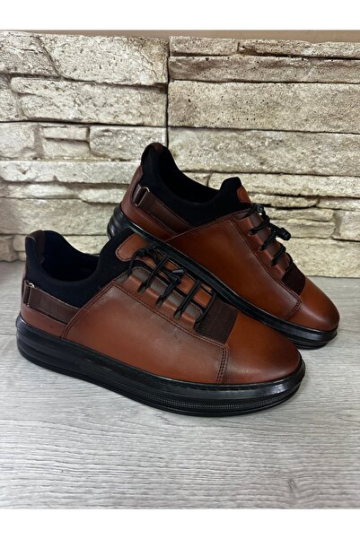 Cyber Khaki Leather, Stretch, Smart Lace, Poly Light Sole Men's Sports Shoes