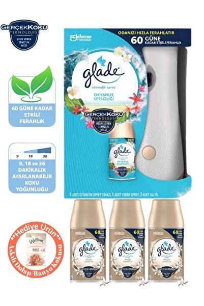 Glade Otomatik Sprey Sistem Ve Yedek Okyanus Sessizliği Oda Kokusu +İpeksi Vanilya Yedek 3X269