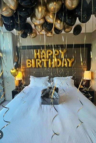 Baloncu Nene Zlatni set folija za srećan rođendan, crni zlatni baloni, set za...