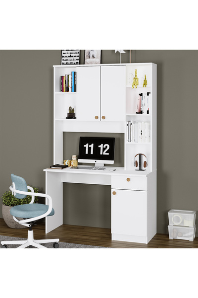 Kalender Dekor Nehir Çekmeceli Dolaplı Raflı Çalışma Masası Bilgisayar Masası