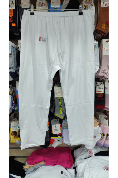 Ceylanoğlu Kadın 3 lü % 100 Pamuklu Penye Ribana Katlamalı Dizaltı Tayt 235 Beyaz