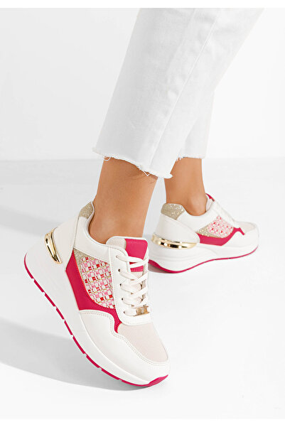 B T Shoes Fuchsiové dámské tenisky na klínku Brynda