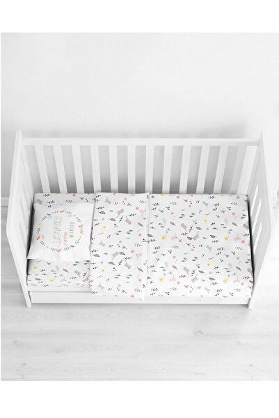 Maki Home Makiteks 100% Cotton Birds Ranforce Baby Duvet Cover Sheet and Pillowcase Set