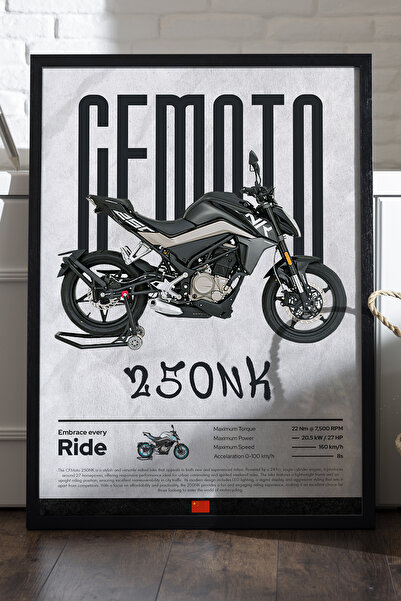Duvarda Poster cu cadru din lemn negru CFMOTO 250 NK, pictură decorativă de p...