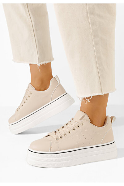 B T Shoes Béžové dámské tenisky na platformě Asalia