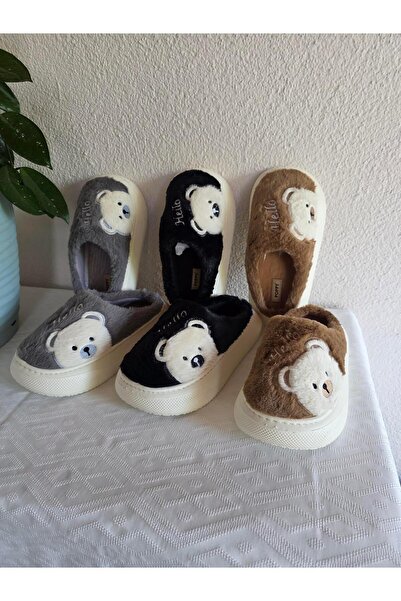 Benittokids Women's Teddy Bear Patterned Comfortable Plush House Slippers 25Bnt132