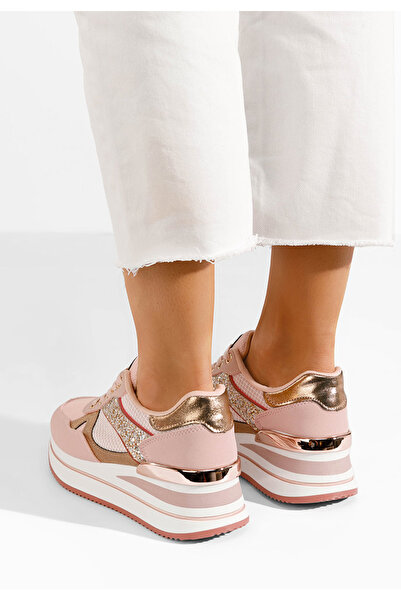 B T Shoes Ružové dámské tenisky na platformě Camora