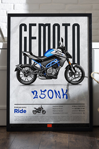 Duvarda CFMOTO 250 NK Αφίσα με Μαύρο Ξύλινο Πλαίσιο, Διακοσμητικός Πίνακας Το...