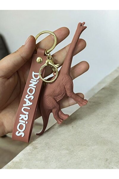 EyER Shoping سلسلة مفاتيح ديناصور عالية الجودة باللون البني