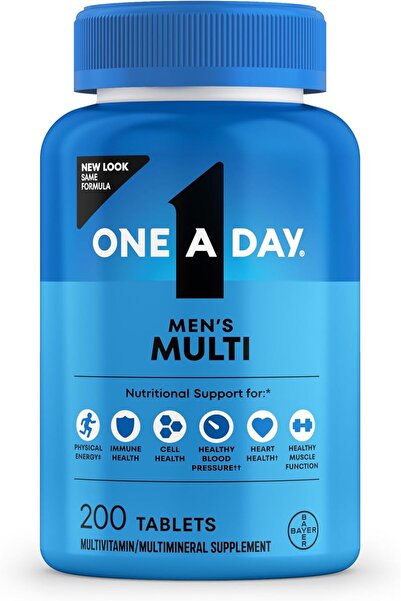 One A Day Men's Multivitamin Supplement - Vitamins A, C, D, E, Zinc, B12, Calcium (200 tablets)