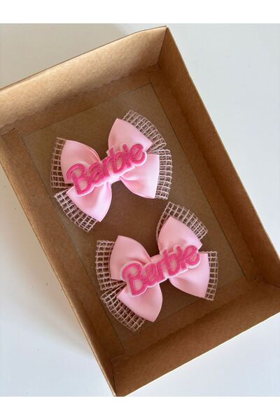 Barbie Yazılı hasırlı 2 li toka