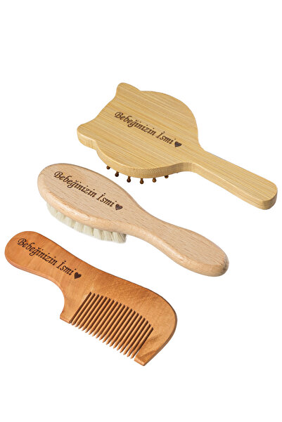 ComesBaby İsimli 3'Lü Bebek Fırça&Tarak Seti (İsme Özel)KESE VE HOŞGELDİN KARTI HEDİYELİ