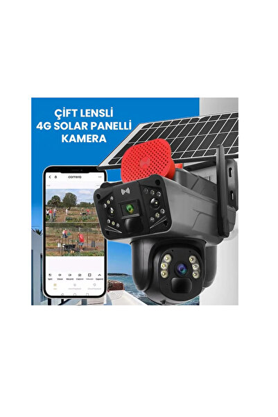technozi Solar Panelli, Güneş Enerjili, SIM Kartlı 4G, 6MP Çift Lensli PTZ Gü...