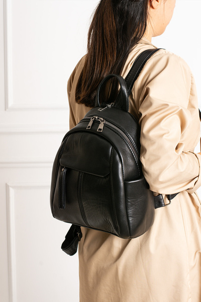 By EDUU Yumuta Model Black Genuine Leather Women's Backpack
