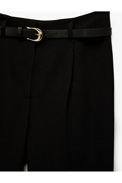 Koton Slim Fit High Waist Belted Cigarette Fabric Trousers