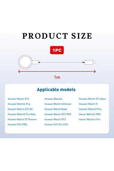 Deppo Trend Huawei GT4/GT4 Pro Uyumlu Şarj Kablosu Manyetik Kablosuz Hızlı Şarj Aleti Standı