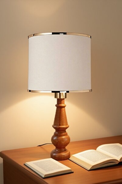 571 Store Decorative Lampshade Table Lamp Lighting Lamp with Wooden Body and Fabric Headboard
