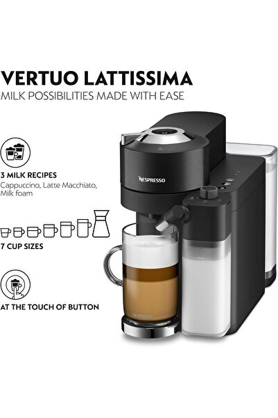 Nespresso Vertuo Lattissima coffee machine by Nespresso, Matte Black - UAE Version