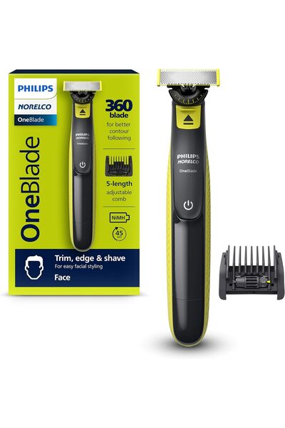 Norelco Philips OneBlade 360 Face, Hybrid Electric Beard Trimmer and Shaver with 5-in-1 Face Stubble