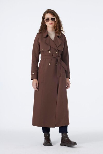 Zühre Zincir Detaylı Kahve Trençkot 13560