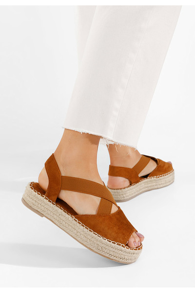 B T Shoes Hnědé sandály espadrilky Nola