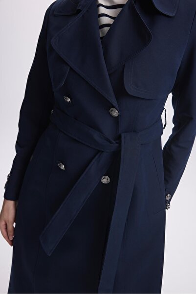 Zühre Zincir Detaylı Lacivert Trençkot 13560